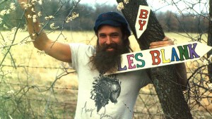 Filmmaker Les Blank hanging around on the set of his "A POEM IS A NAKED PERSON."